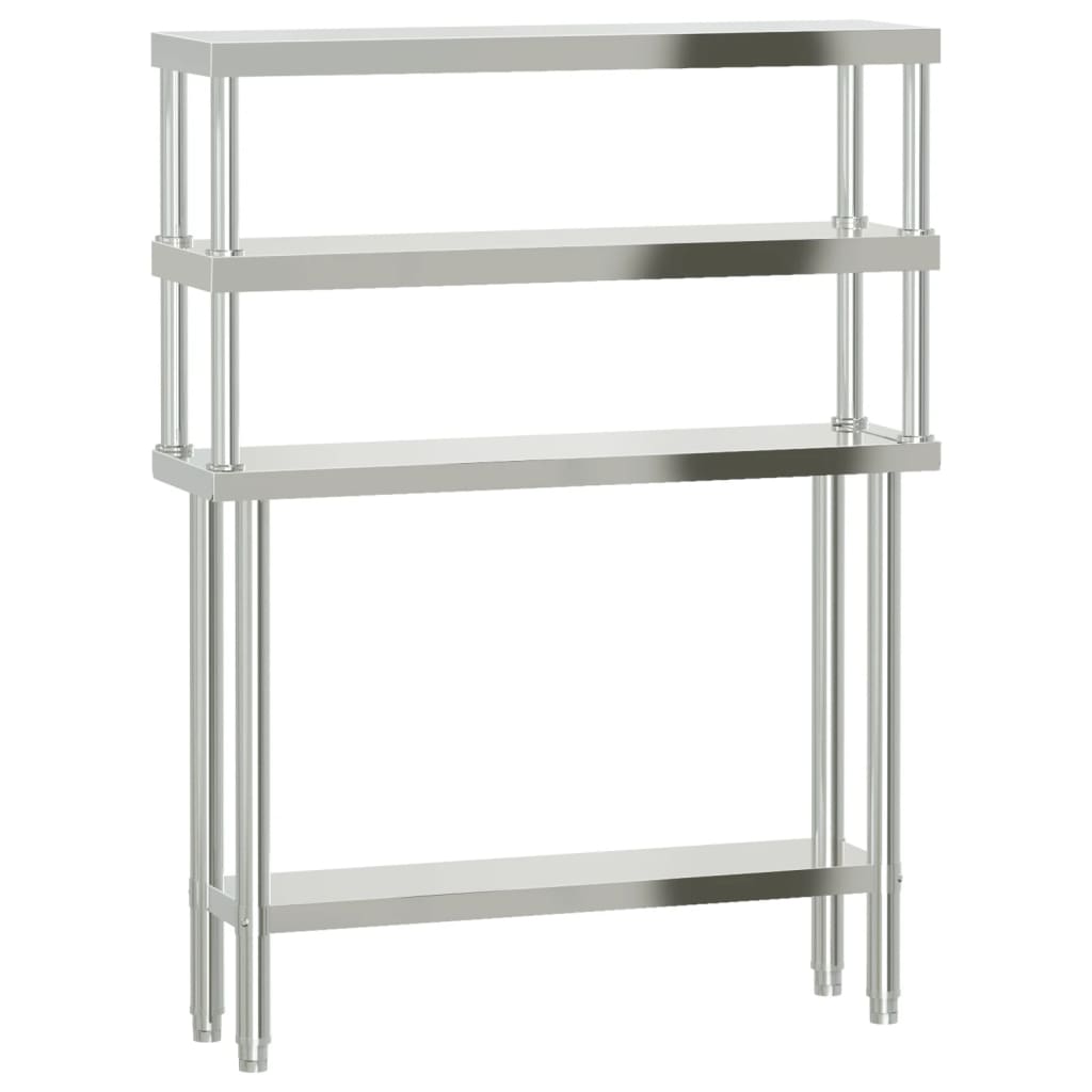 Vidaxl keukenwerktafel met bovenschap 110x30x150 cm roestvrij staal