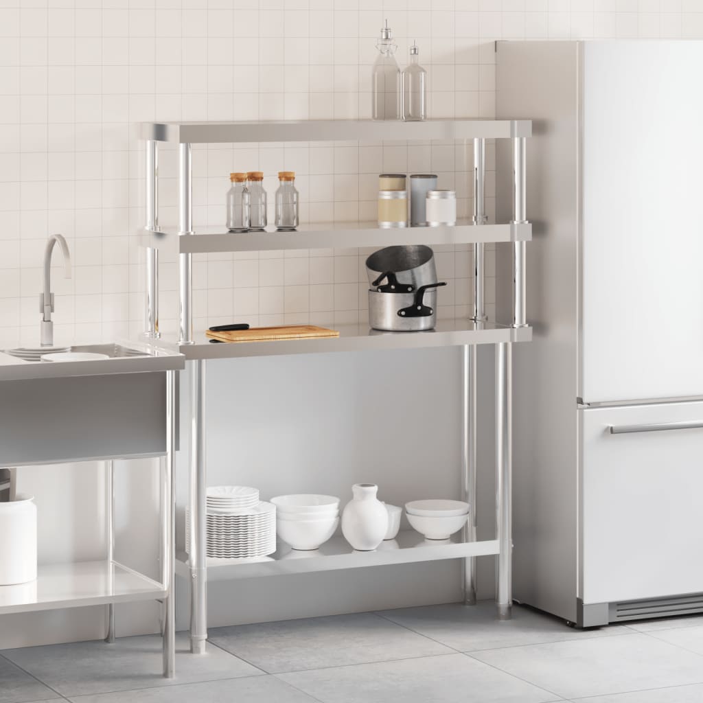 Vidaxl keukenwerktafel met bovenschap 110x30x150 cm roestvrij staal