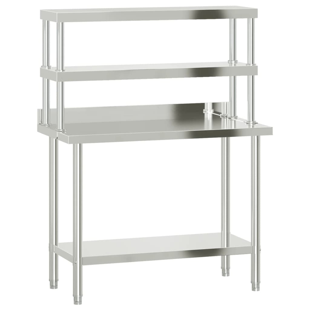 Vidaxl keukenwerktafel met bovenschap 110x55x150 cm roestvrij staal