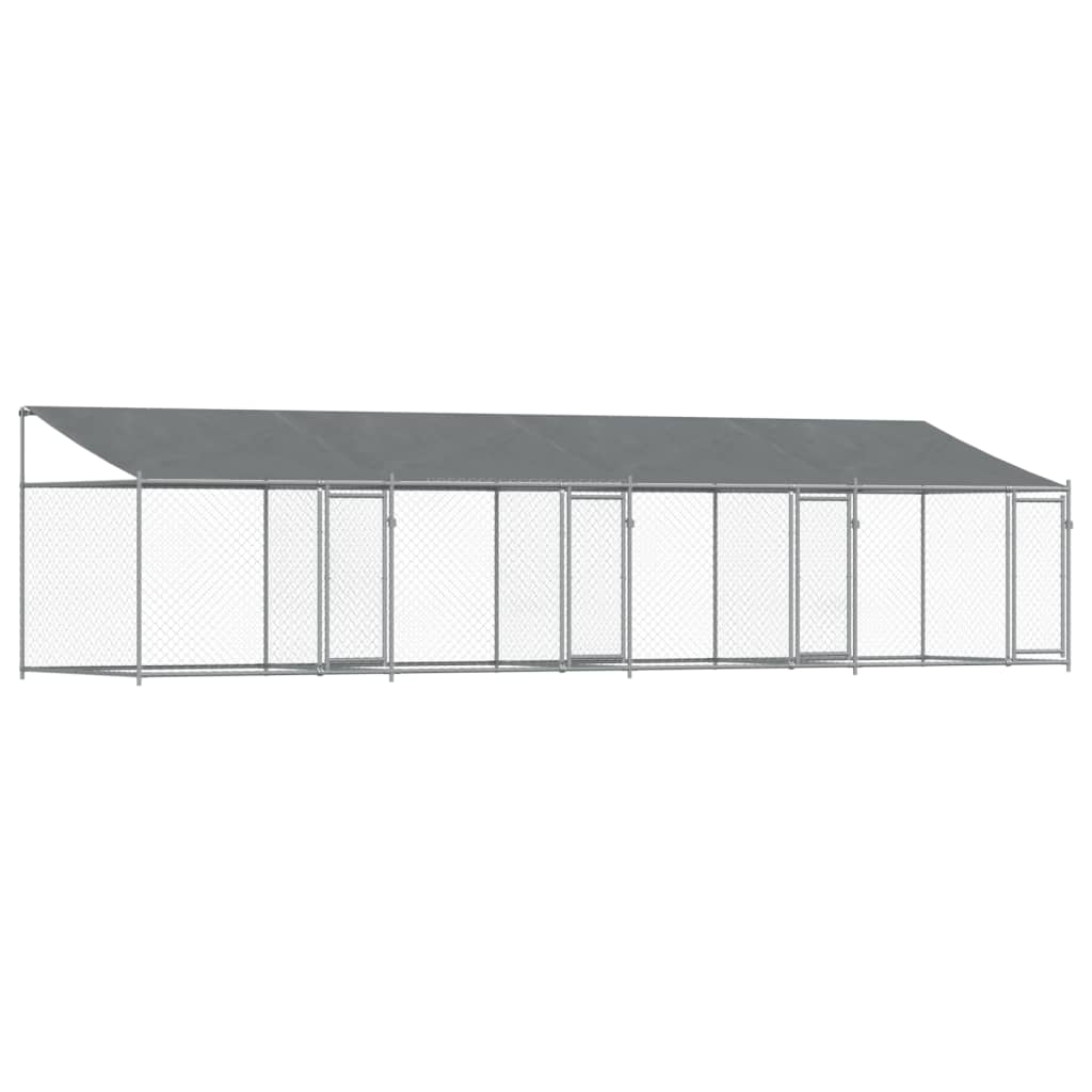 VidaXL Hondenhok met dak en deuren 8x2x2m gegalvaniseerd staal grijs
