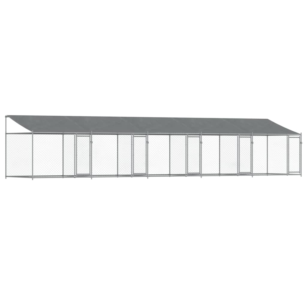 VidaXL Hondenhok met dak en deuren 10x2x2m gegalvaniseerd staal grijs