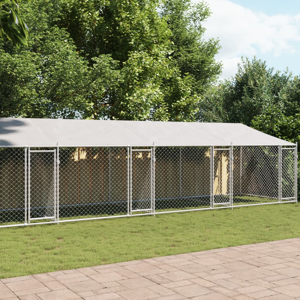 VidaXL Hondenhok met dak en deuren 10x2x2m gegalvaniseerd staal grijs