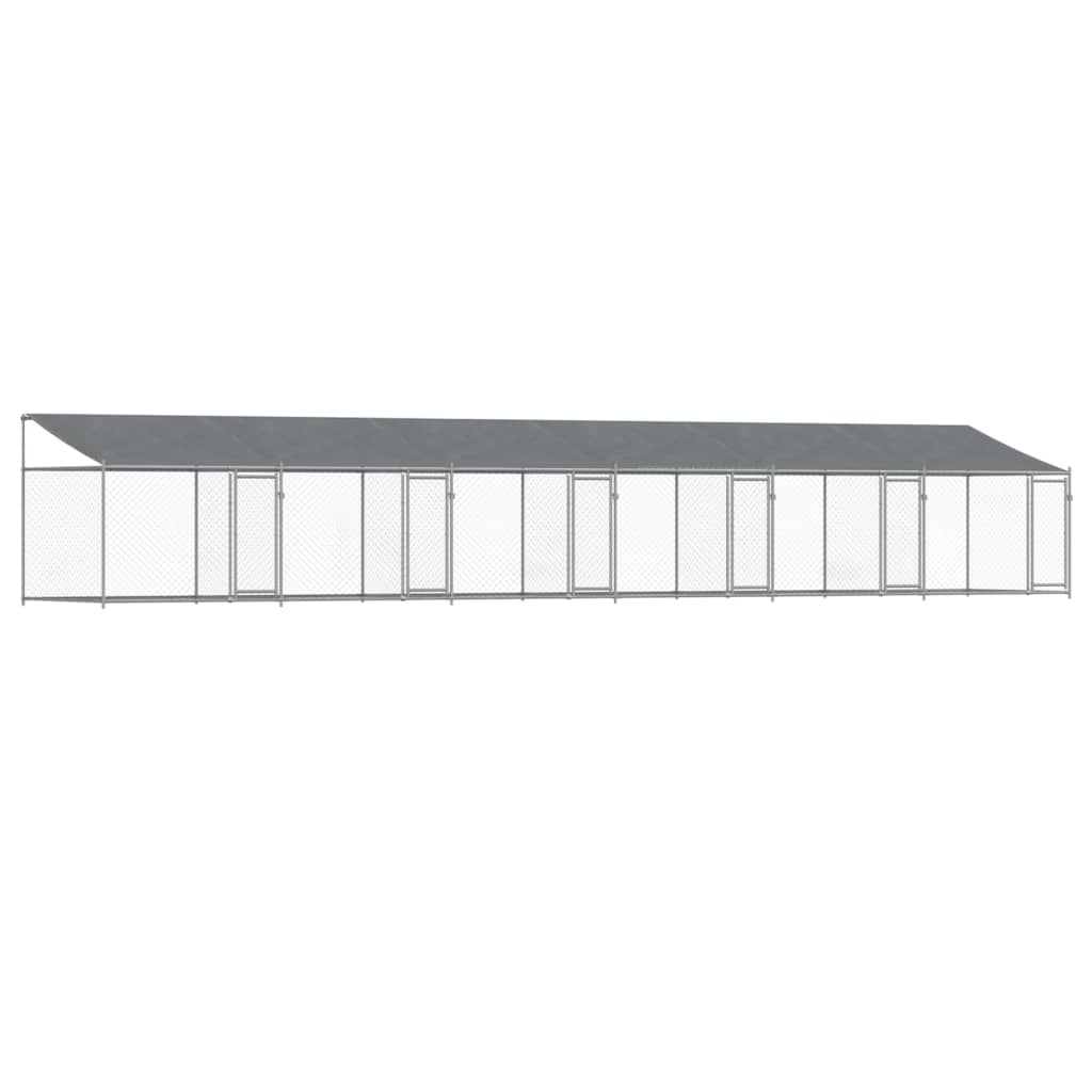 VidaXL Hondenhok met dak en deuren 12x2x2m gegalvaniseerd staal grijs