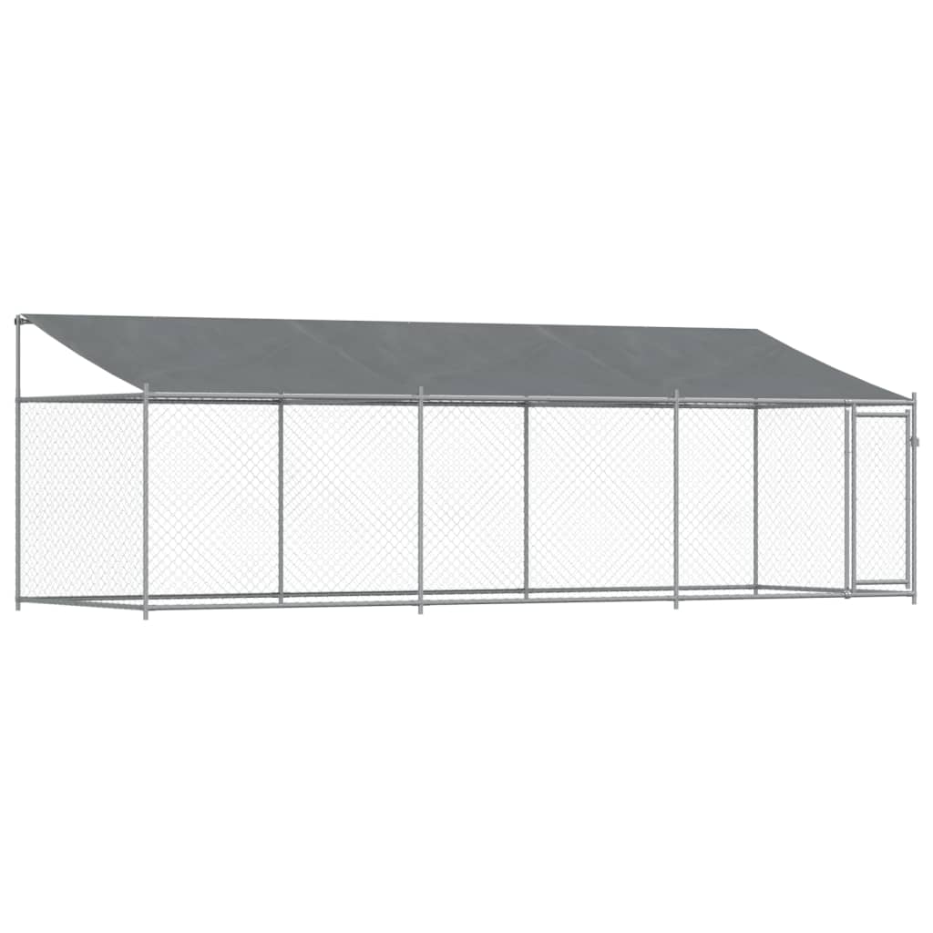 VidaXL Hondenhok met dak en deur 6x2x2m gegalvaniseerd staal grijs