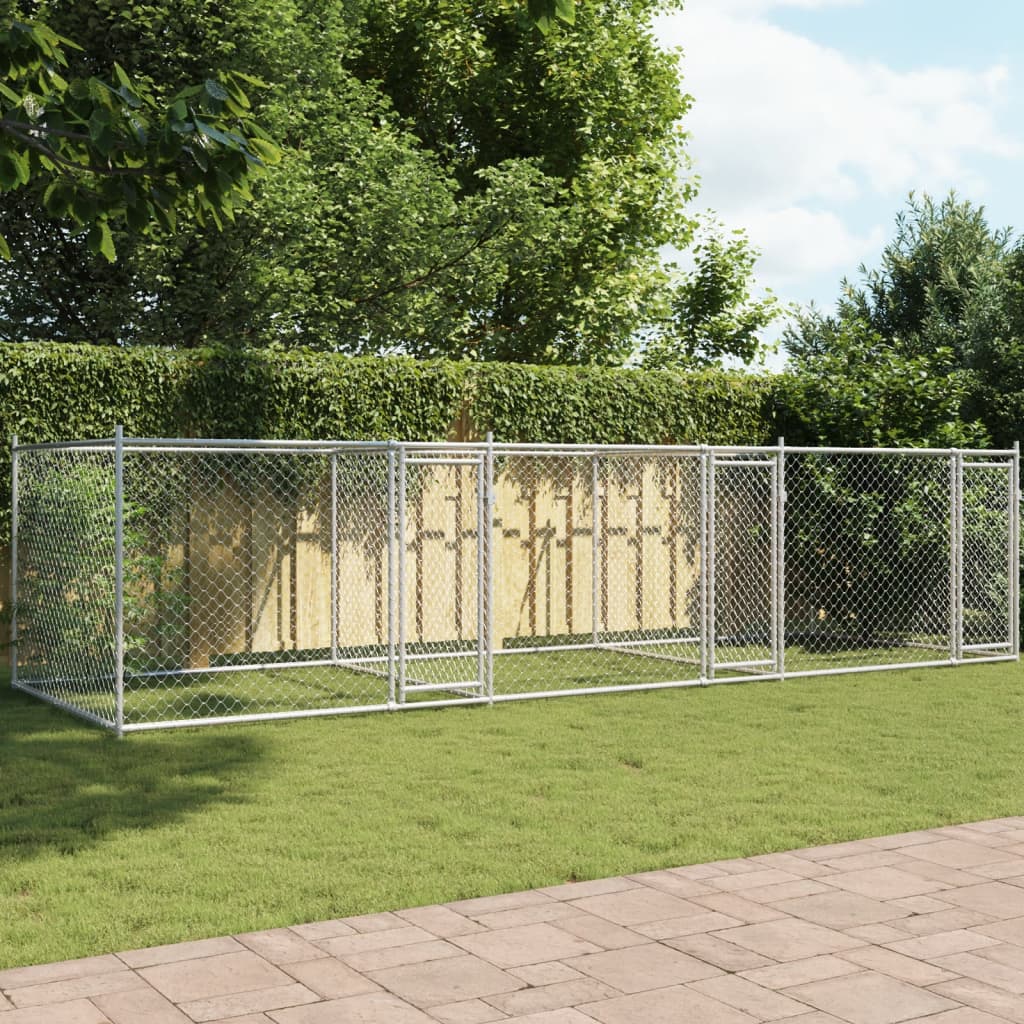 VidaXL Hondenhok met deuren 6x2x1,5m gegalvaniseerd staal grijs
