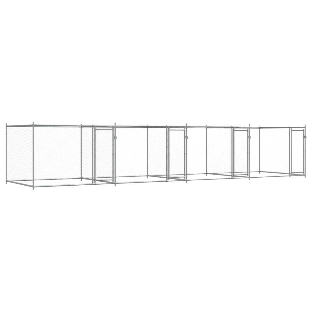VidaXL Hondenhok met deuren 8x2x1,5m gegalvaniseerd staal grijs