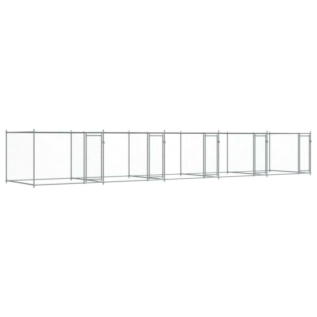 VidaXL Hondenhok met deuren 10x2x1,5m gegalvaniseerd staal grijs