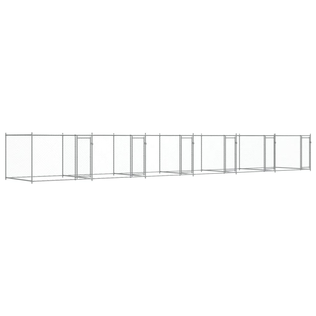 VidaXL Hondenhok met deuren 12x2x1,5m gegalvaniseerd staal grijs