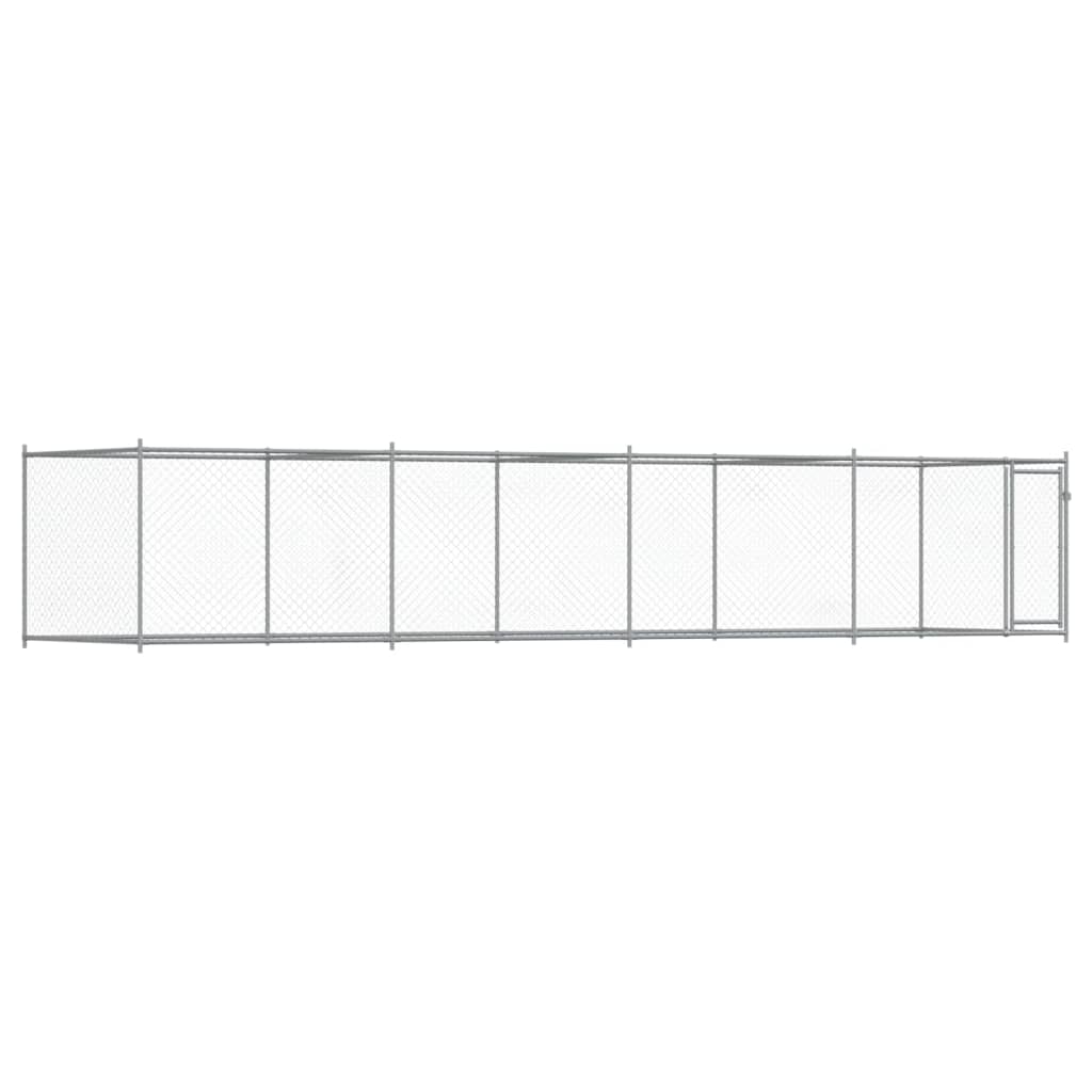 VidaXL Hondenhok met deur 8x2x1,5m gegalvaniseerd staal grijs