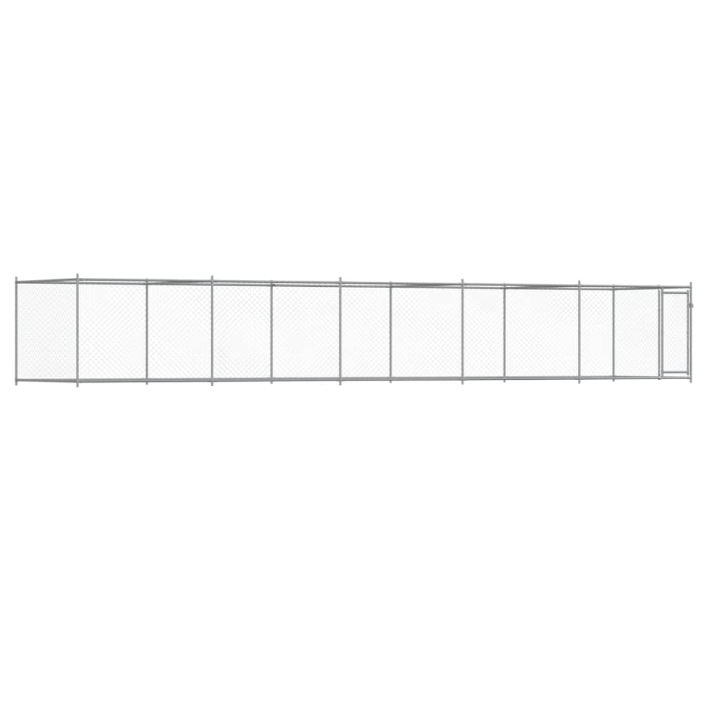 VidaXL Hondenhok met deur 10x2x1,5m gegalvaniseerd staal grijs