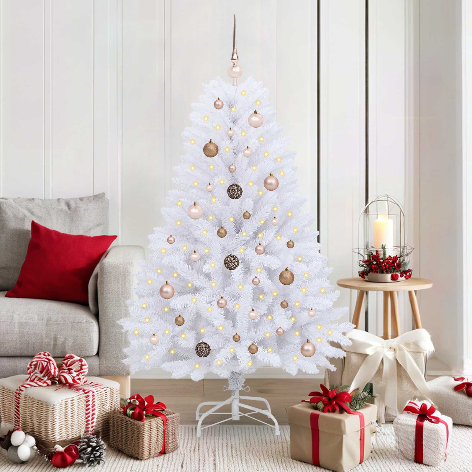 Vidaxl kunstkerstboom wit 80 x 80 x 150 cm pvc en metaal