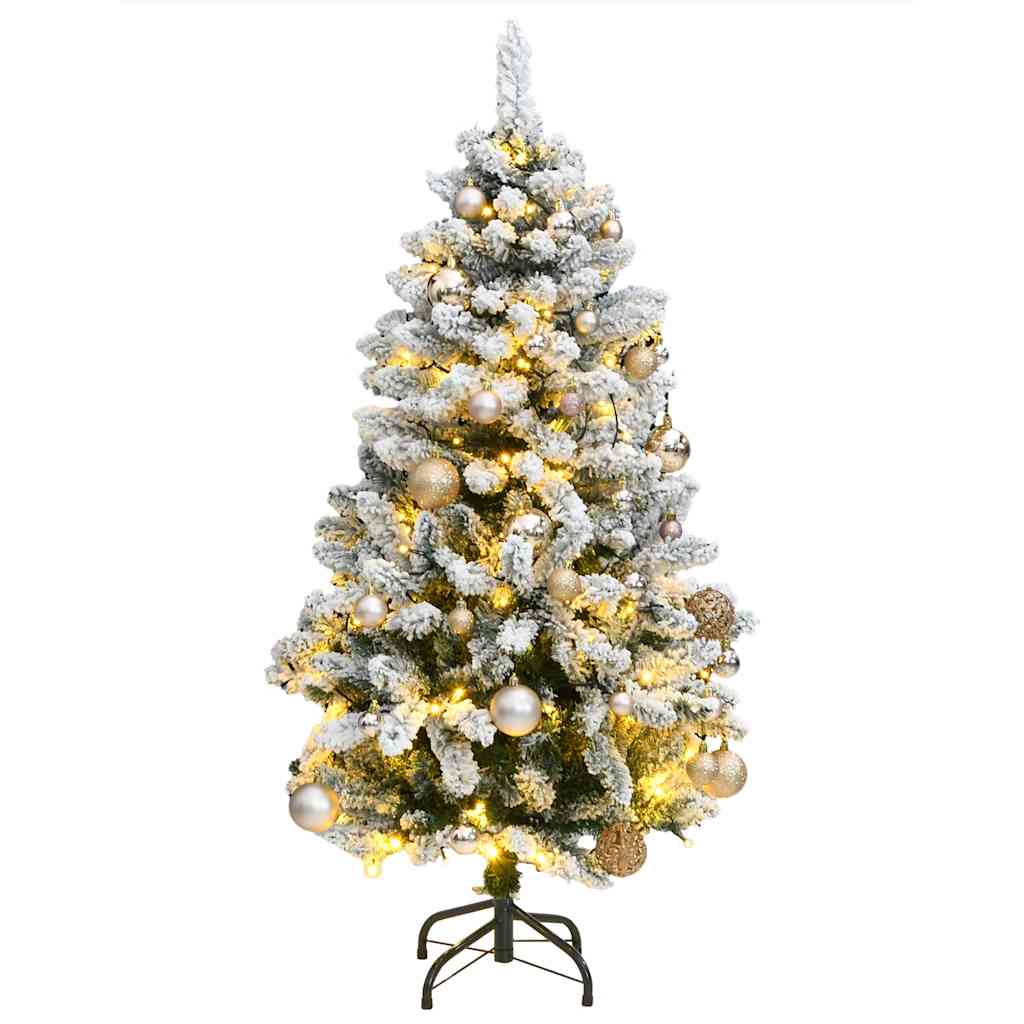 Vidaxl kunstkerstboom met scharnieren 150 led en kerstballen 120 cm