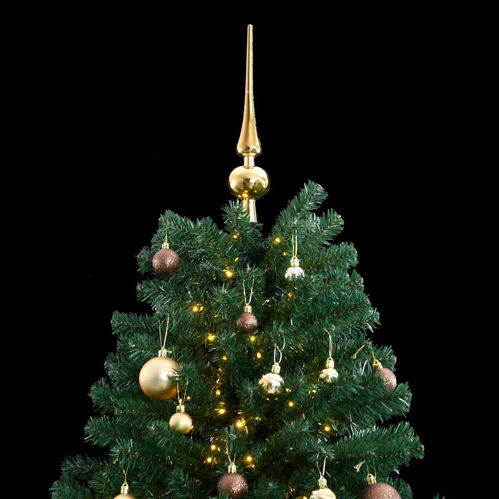 Vidaxl kunstkerstboom met scharnieren 300 led's en kerstballen 210 cm