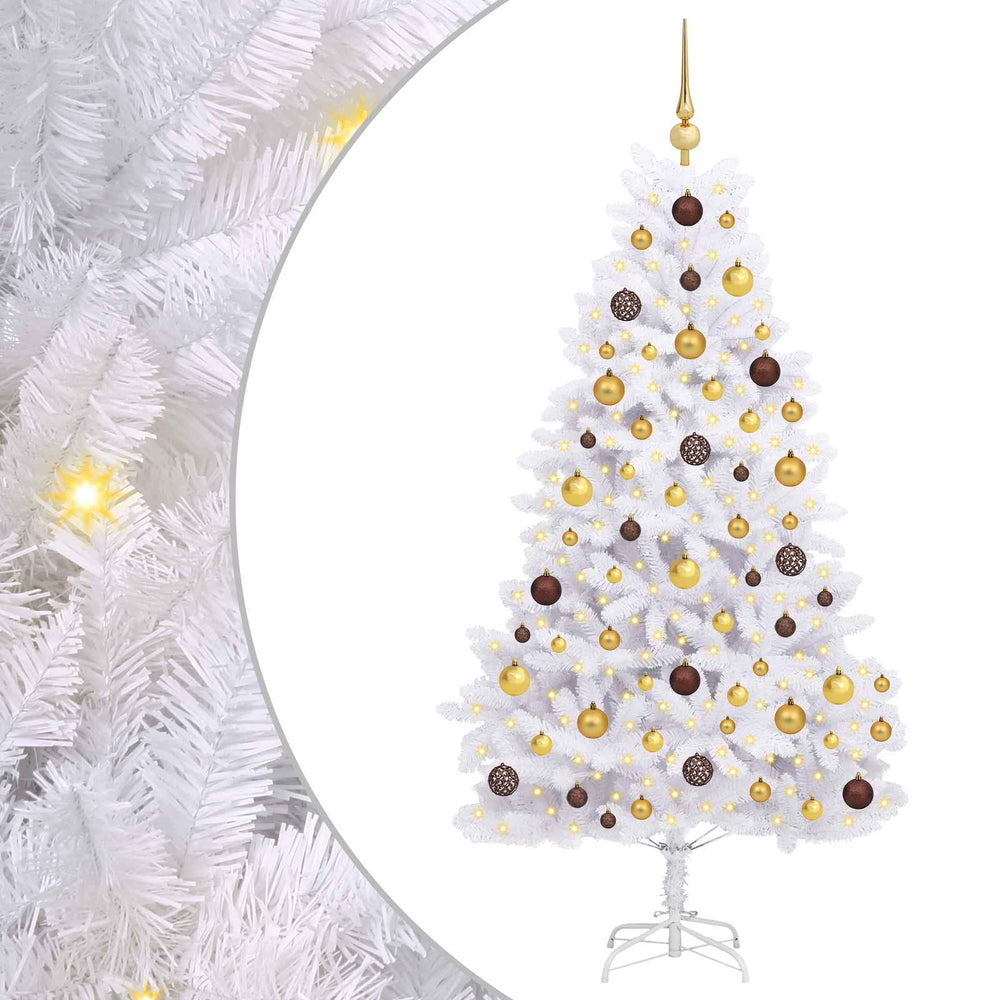 Vidaxl kunstkerstboom wit 90 x 90 x 180 cm pvc en metaal