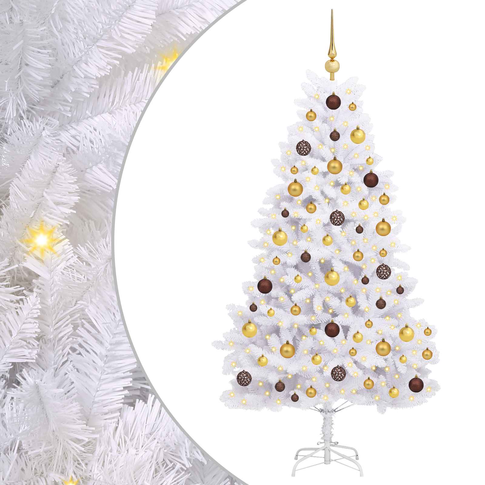 Vidaxl kunstkerstboom wit 90 x 90 x 180 cm pvc en metaal