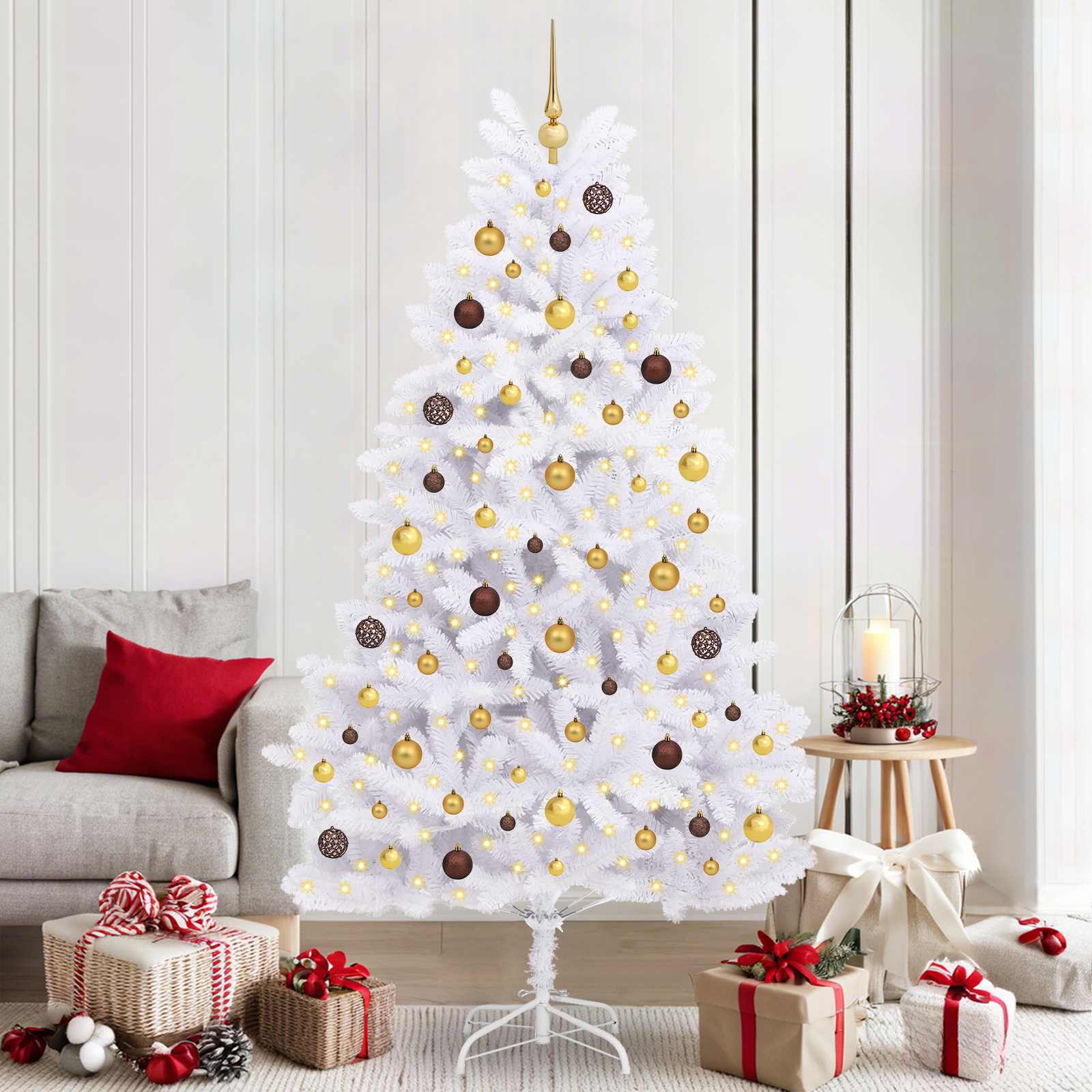 Vidaxl kunstkerstboom wit 106 x 106 x 210 cm pvc en metaal