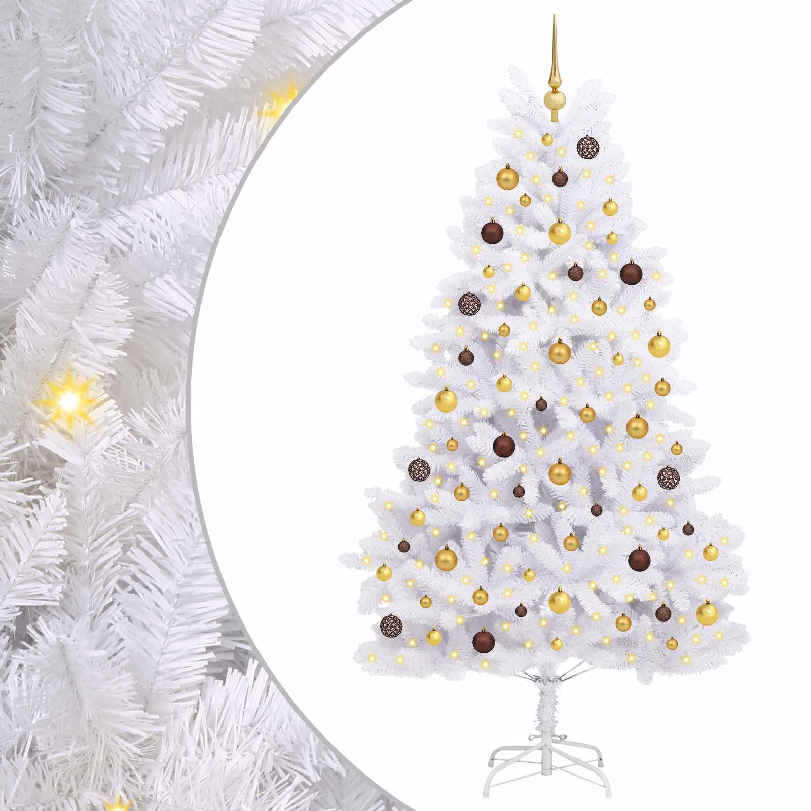 Vidaxl kunstkerstboom wit 106 x 106 x 210 cm pvc en metaal