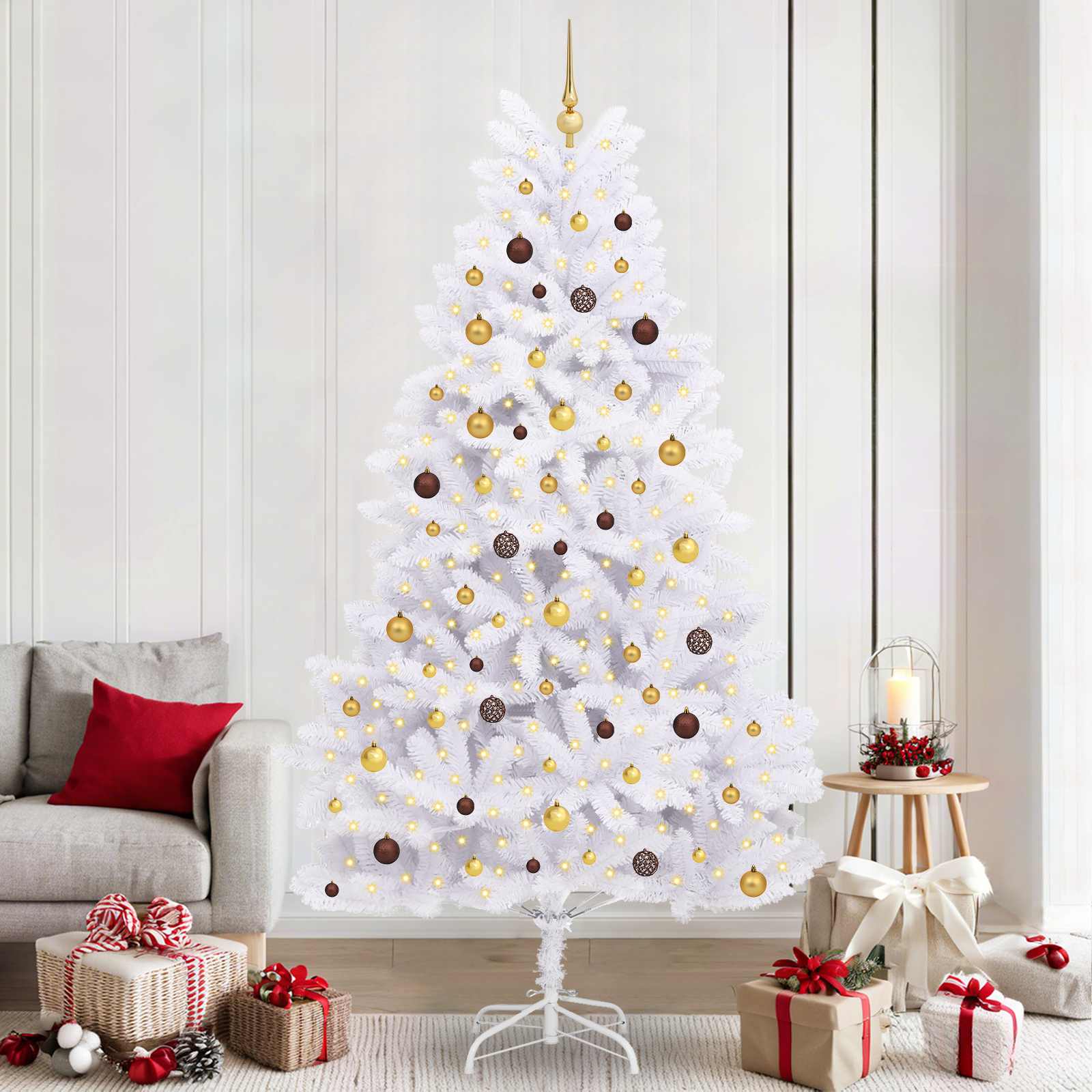Vidaxl kunstkerstboom wit 120 x 120 x 240 cm pvc en metaal