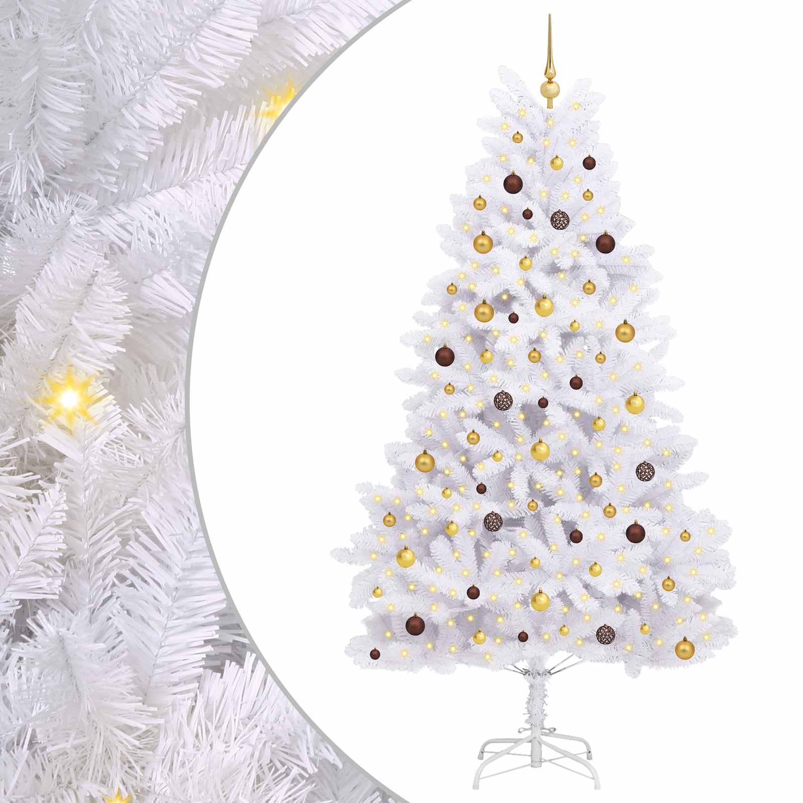Vidaxl kunstkerstboom wit 120 x 120 x 240 cm pvc en metaal