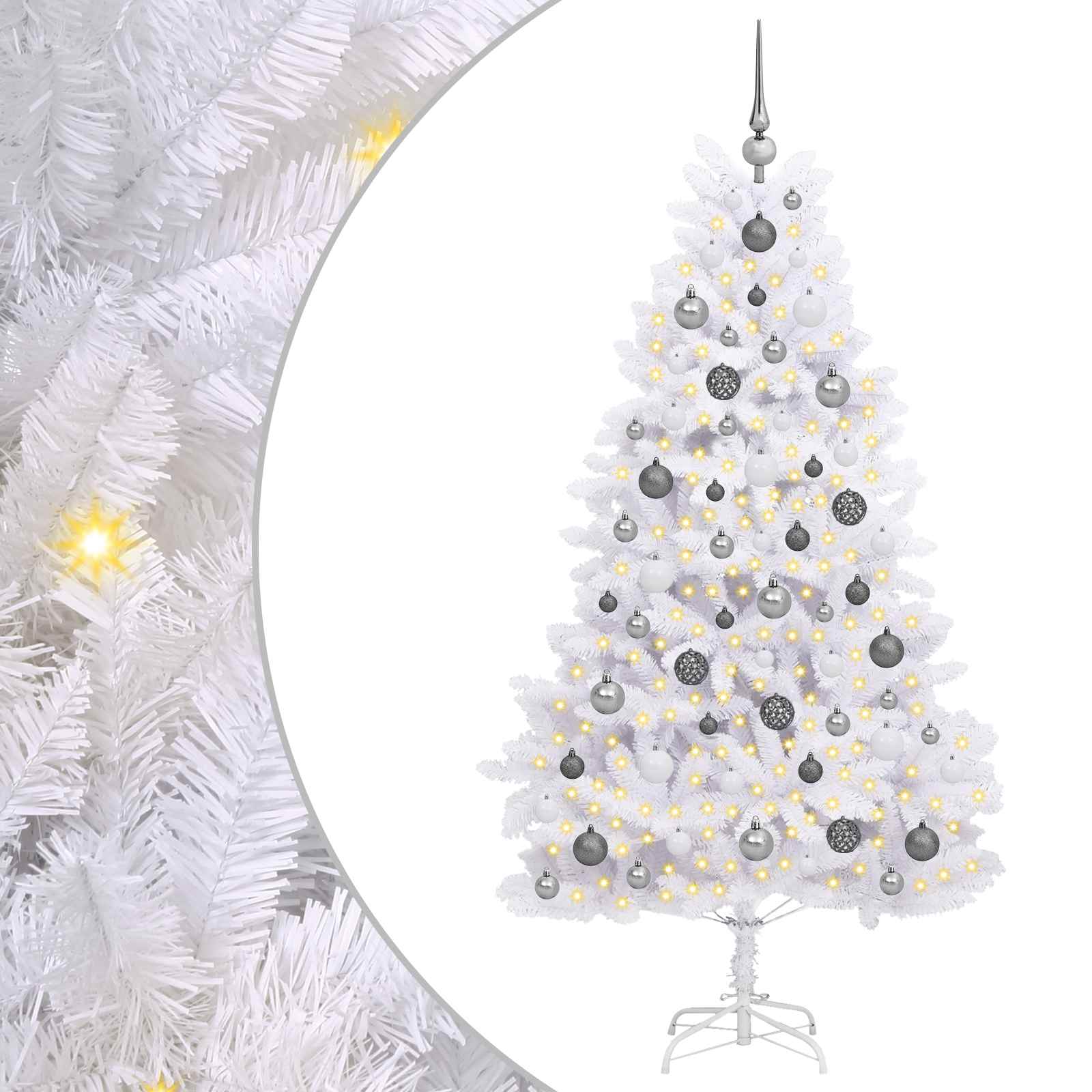 Vidaxl kunstkerstboom wit 90 x 90 x 180 cm pvc en metaal