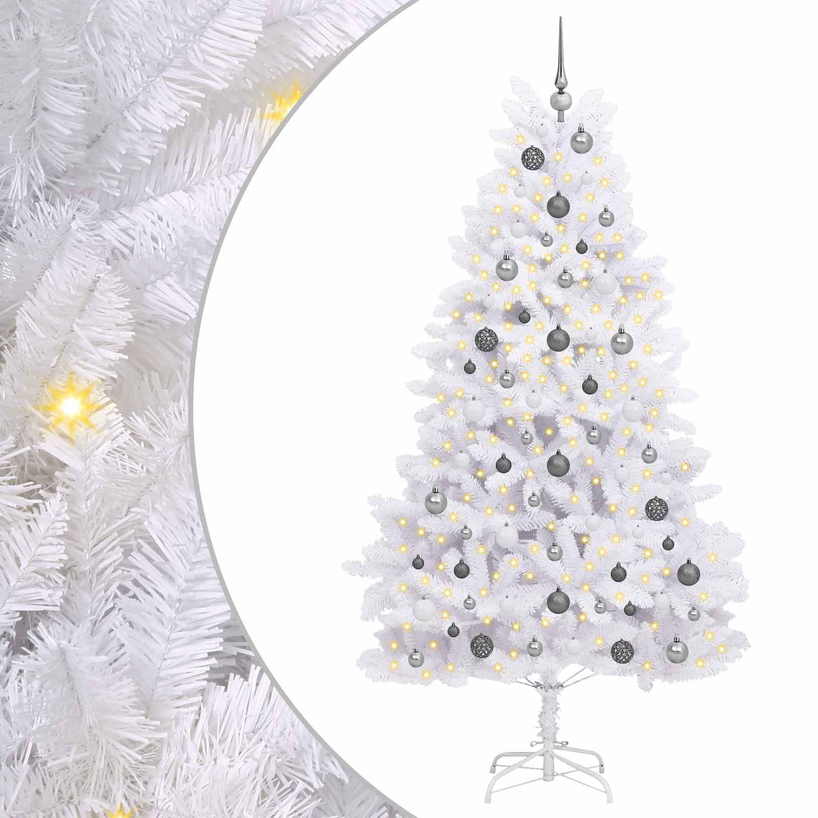 Vidaxl kunstkerstboom wit 106 x 106 x 210 cm pvc en metaal