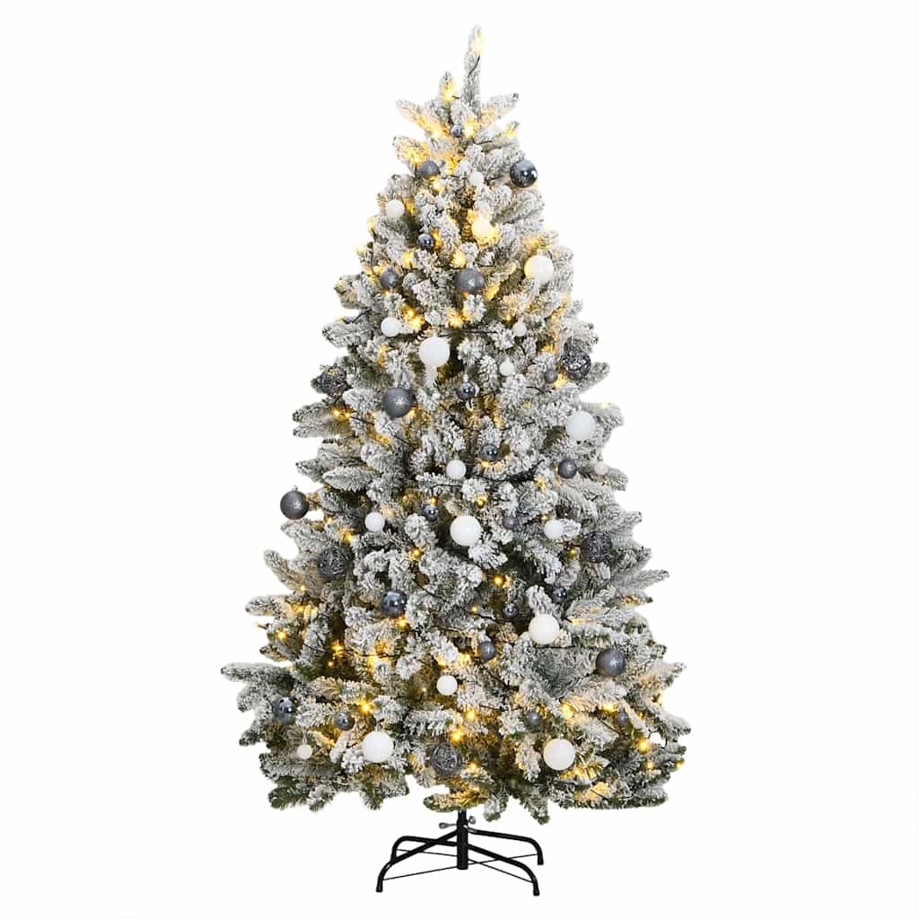 Vidaxl kunstkerstboom met scharnieren 300 led's en kerstballen 240 cm