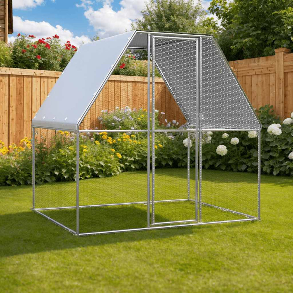 Vidaxl kippenkooi 2x2x2m gegalvaniseerd staal zilverkleurig en grijs