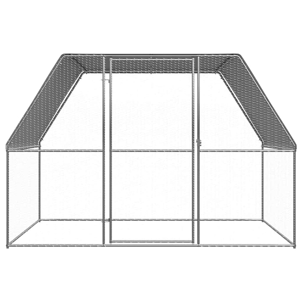 Vidaxl kippenkooi 3x2x2m gegalvaniseerd staal zilverkleurig en grijs