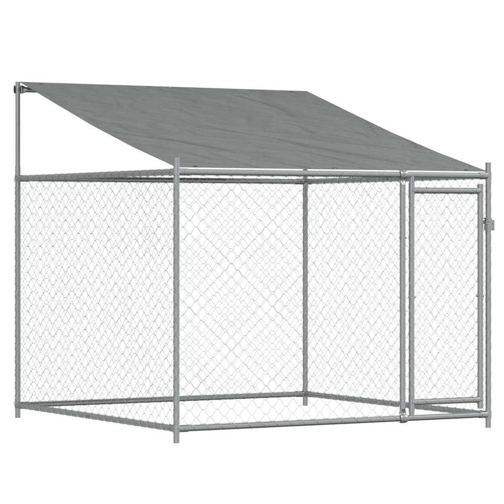 Vidaxl hondenhok met dak en deur 2x2x2m gegalvaniseerd staal grijs