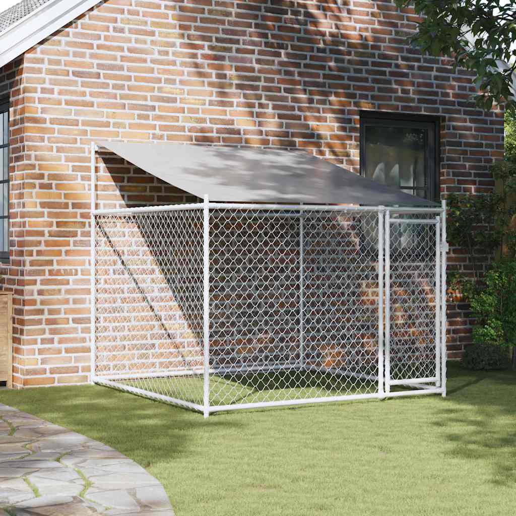Vidaxl hondenhok met dak en deur 2x2x2m gegalvaniseerd staal grijs
