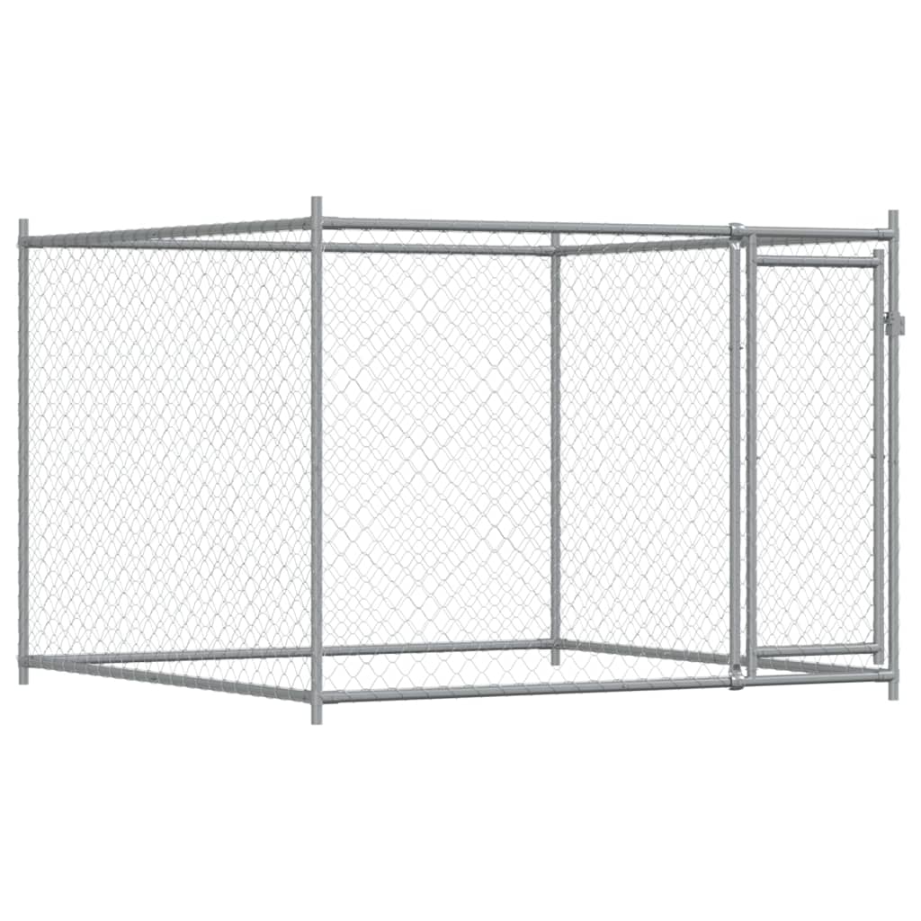 Vidaxl hondenhok met deur 2x2x1,5m gegalvaniseerd staal grijs