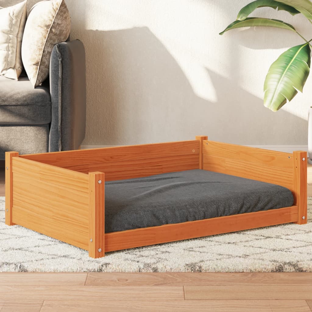 Vidaxl hondenmand 95,5x65,5x28 cm massief groenenhout wasbruin