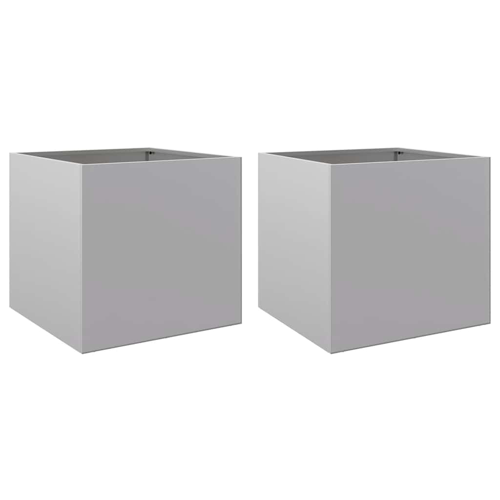 Vidaxl plantenbakken 2 st 49x47x46 cm gegalvaniseerd staal zilverkleur