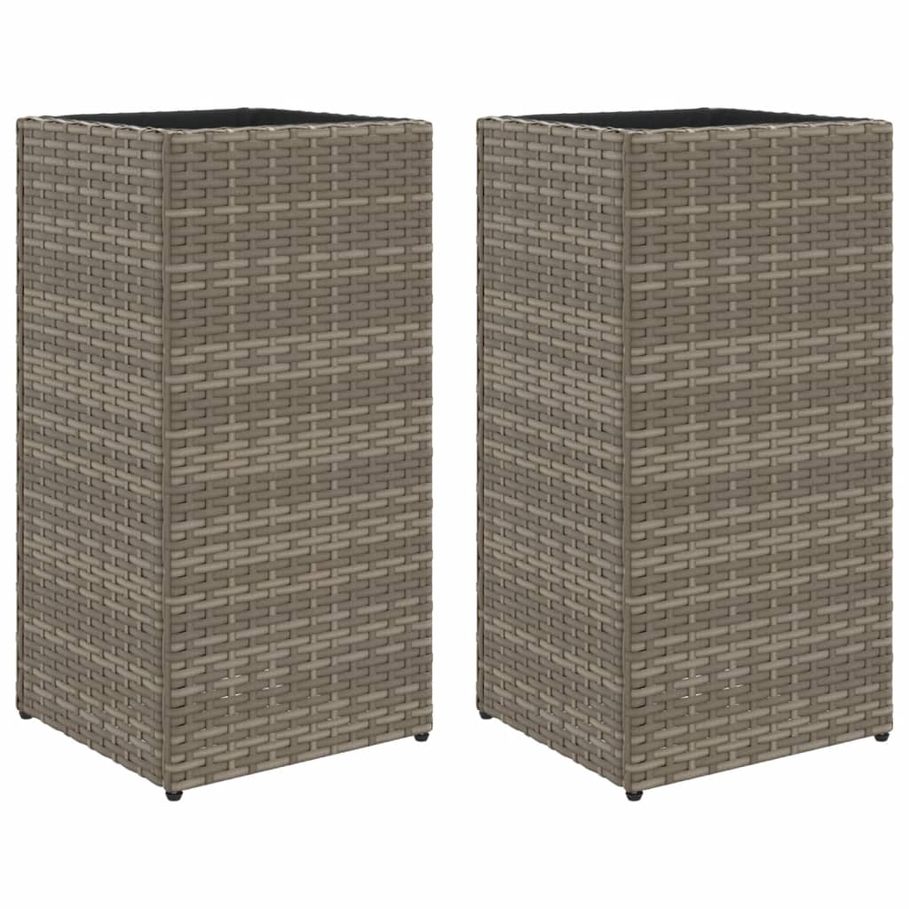 VidaXL Plantenbakken 2 st 30x30x60 cm poly rotan grijs