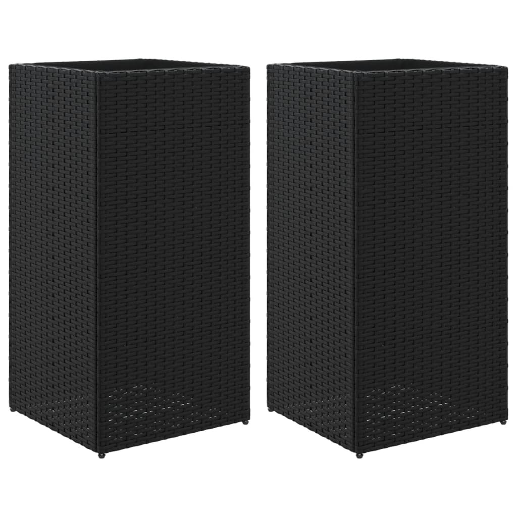 VidaXL Plantenbakken 2 st 40x40x80 cm poly rotan zwart