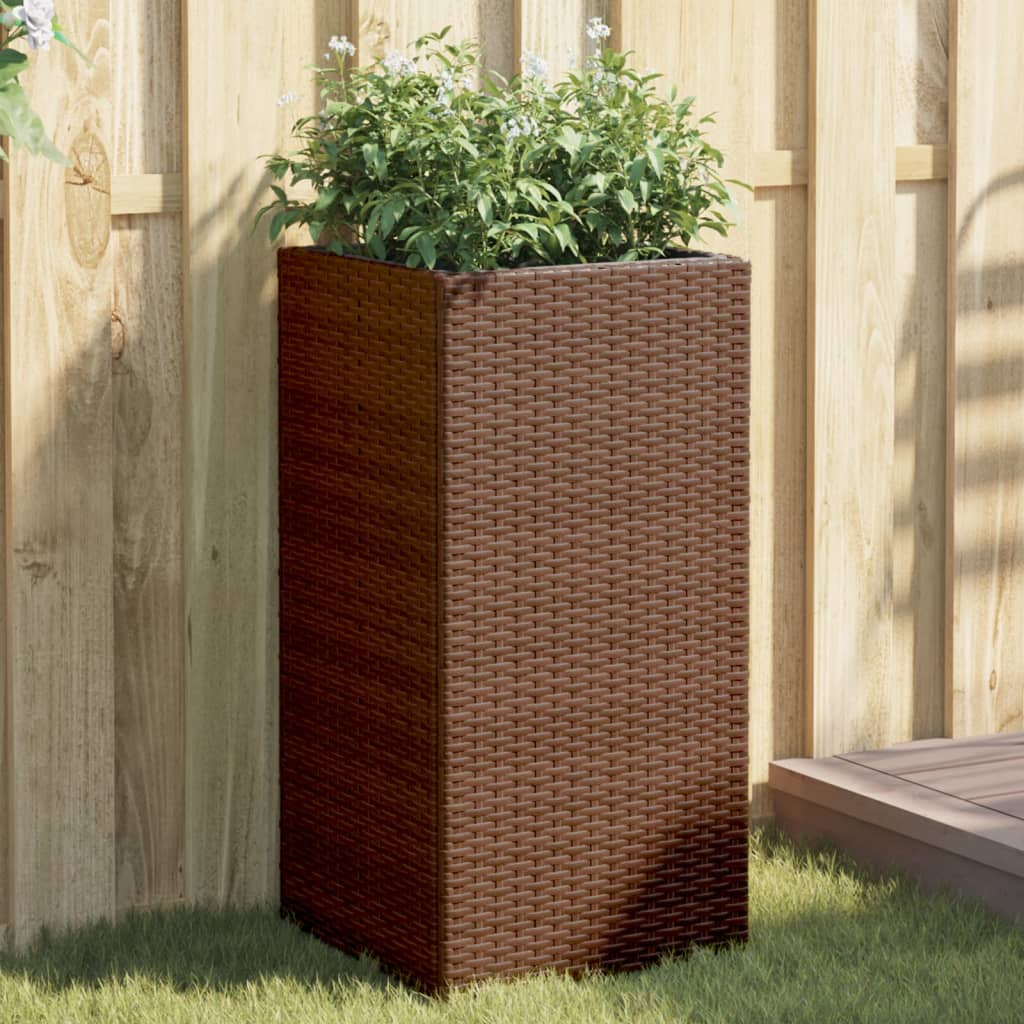 VidaXL Plantenbakken 2 st 40x40x80 cm poly rotan bruin