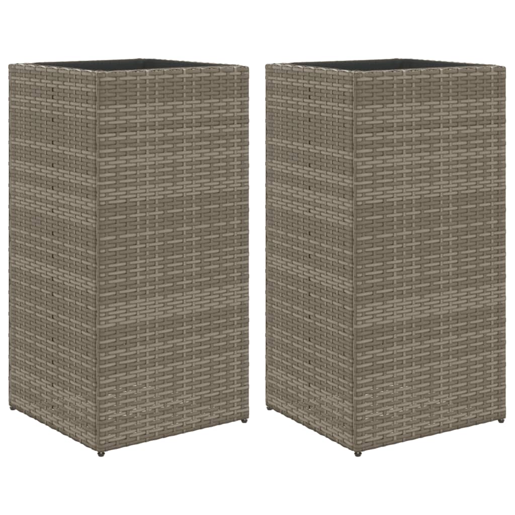 VidaXL Plantenbakken 2 st 40x40x80 cm poly rotan grijs