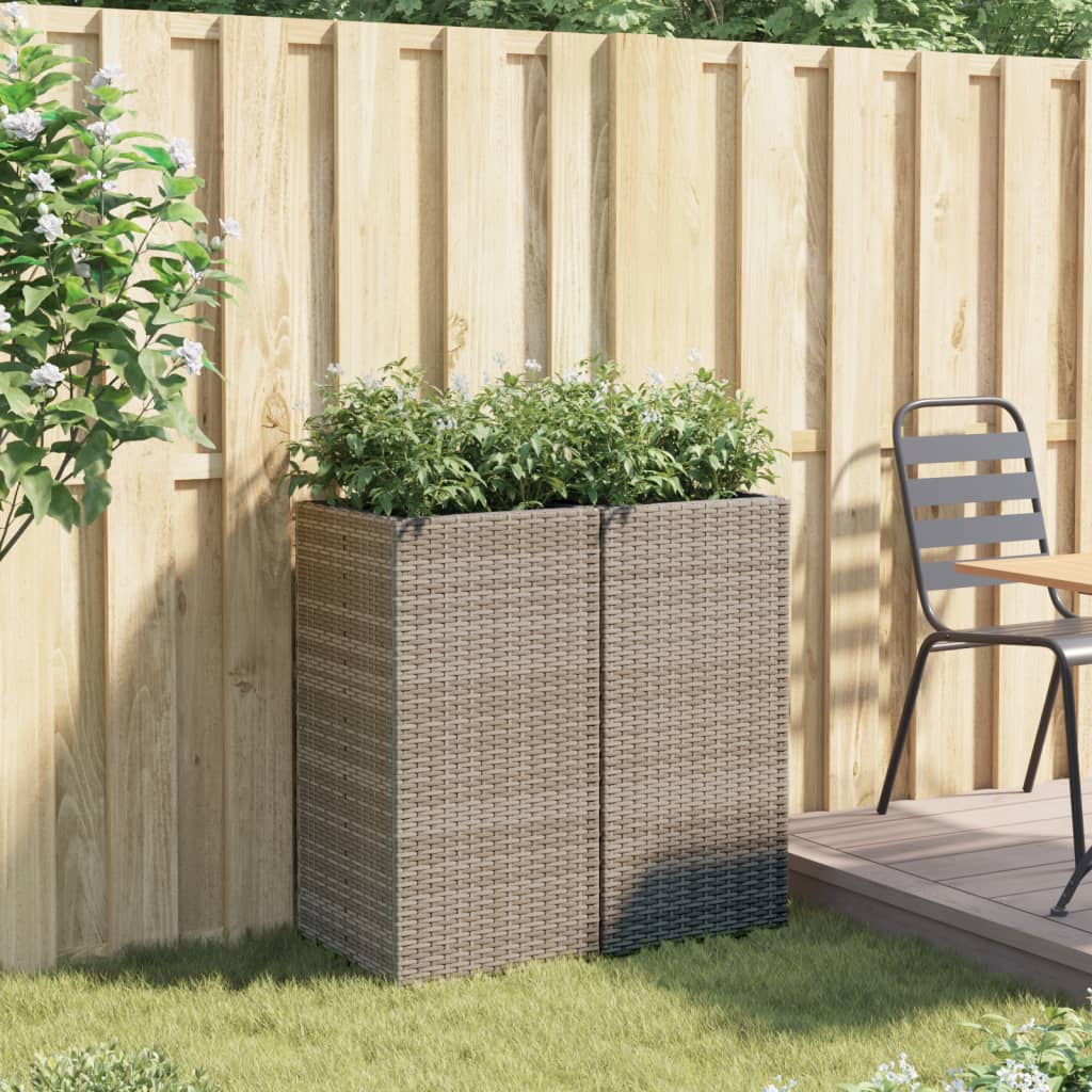 VidaXL Plantenbakken 2 st 40x40x80 cm poly rotan grijs