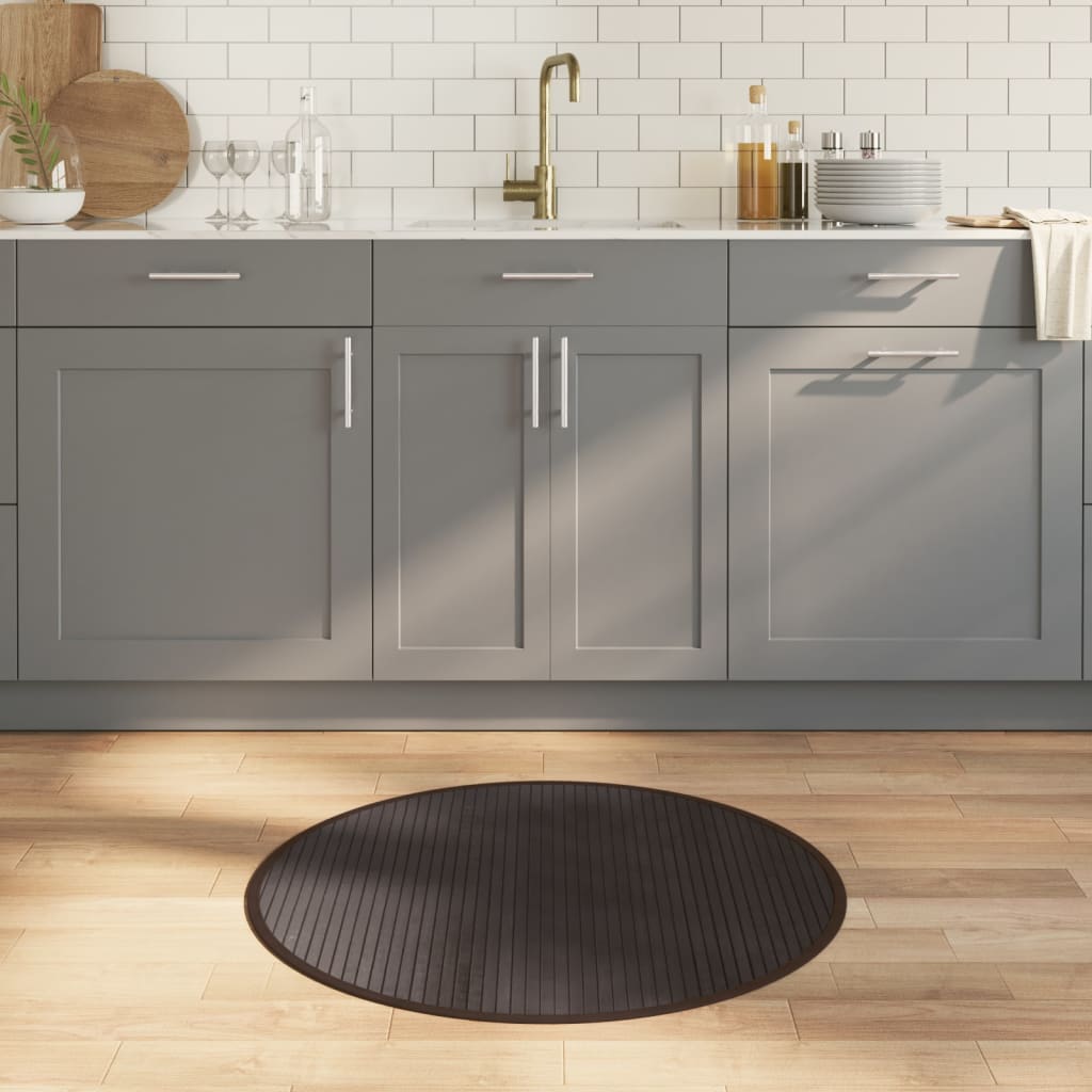 Vidaxl vloerkleed rond 80 cm bamboe donkerbruin