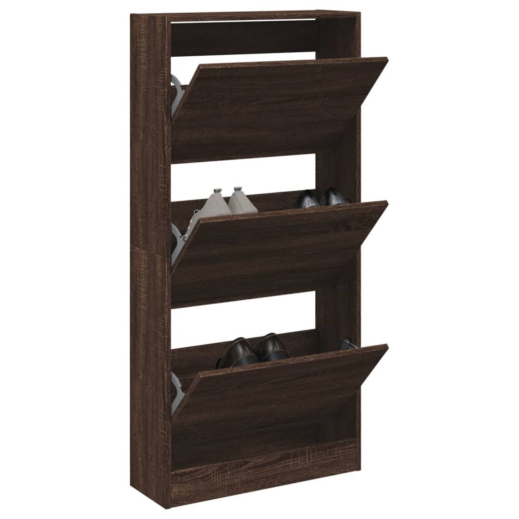 Vidaxl schoenenkast 60x21x125,5 cm bewerkt hout bruin eikenkleur