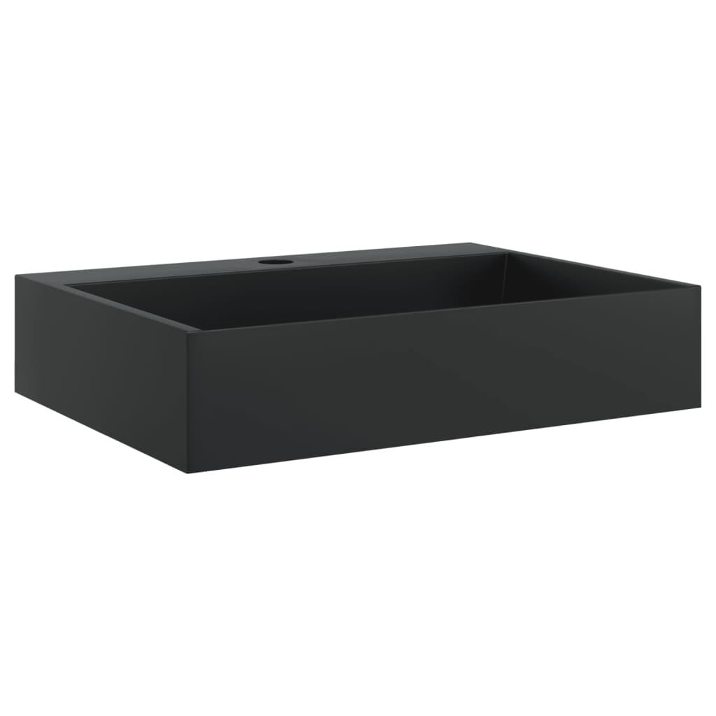 VidaXL Wastafel 50x38x11 cm gewonnen mineraal marmer matzwart