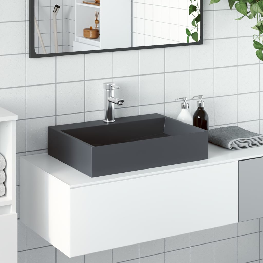 Vidaxl wastafel 50x38x11 cm mineraal gewonnen marmer antraciet