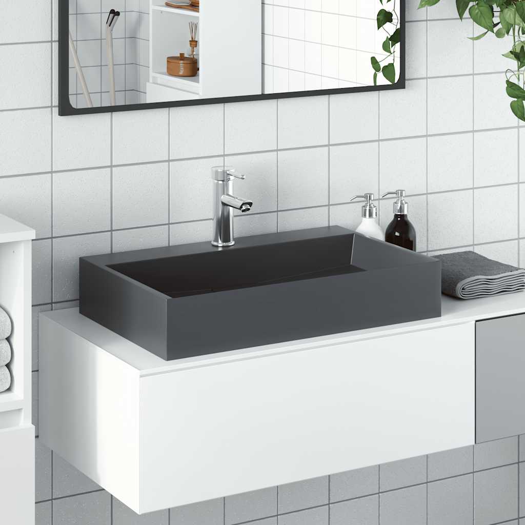 VidaXL Wastafel 60x38x11 cm mineraal gewonnen marmer antraciet