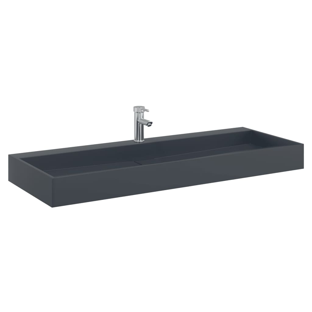 VidaXL Wastafel 120x46x11 cm mineraal gewonnen marmer antraciet