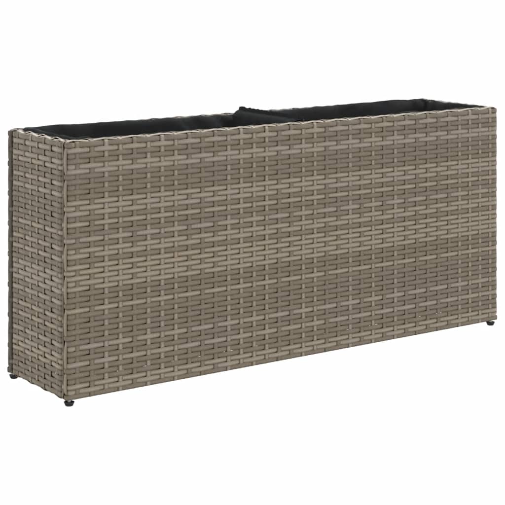 VidaXL Plantenbak met 2 potten 90x20x40 cm poly rotan grijs