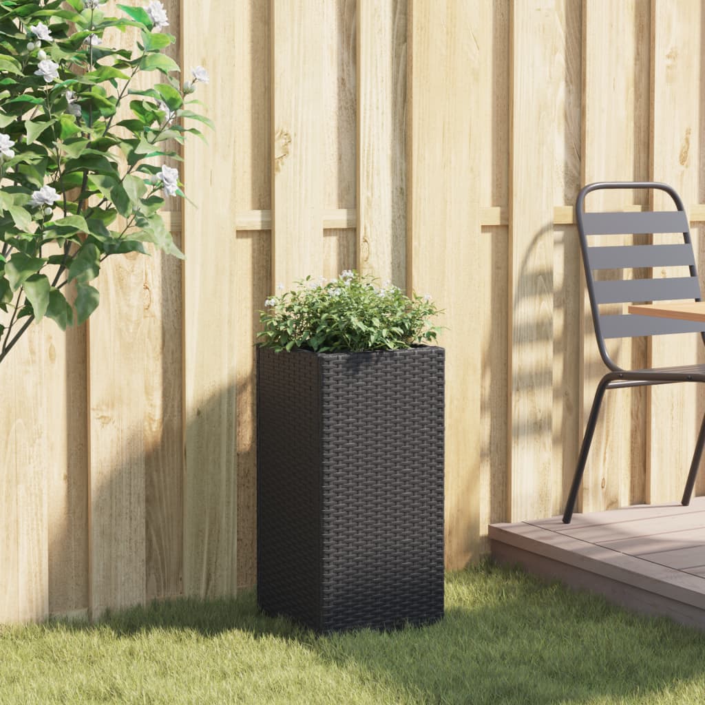 Vidaxl plantenbak 30x30x60 cm poly rotan zwart
