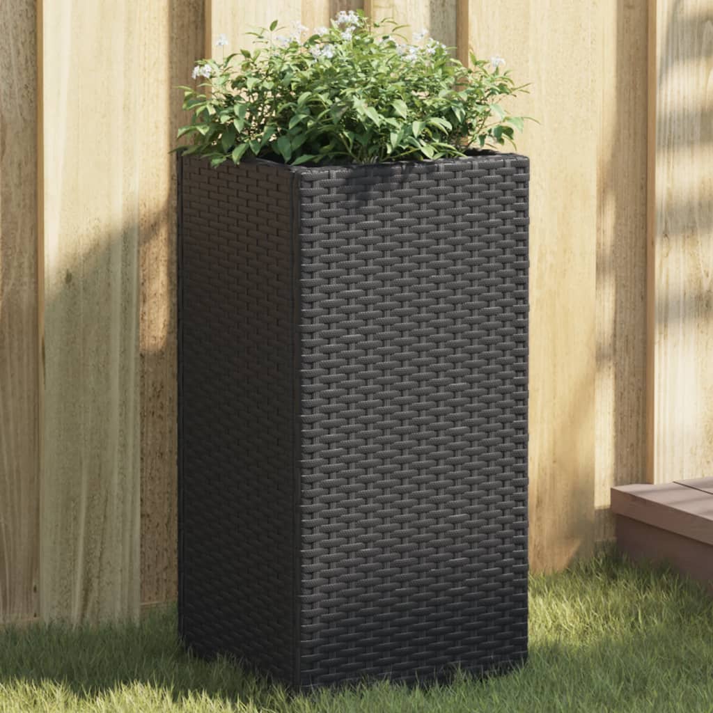Vidaxl plantenbak 30x30x60 cm poly rotan zwart