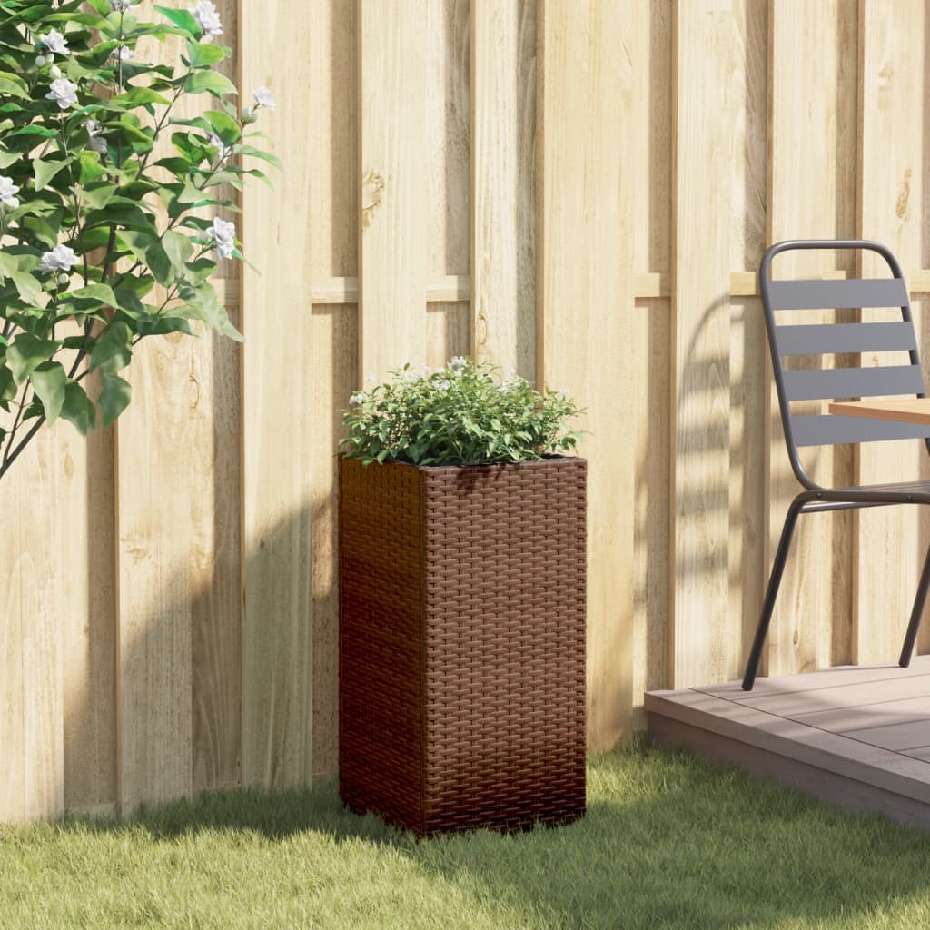 Vidaxl plantenbak 30x30x60 cm poly rotan bruin