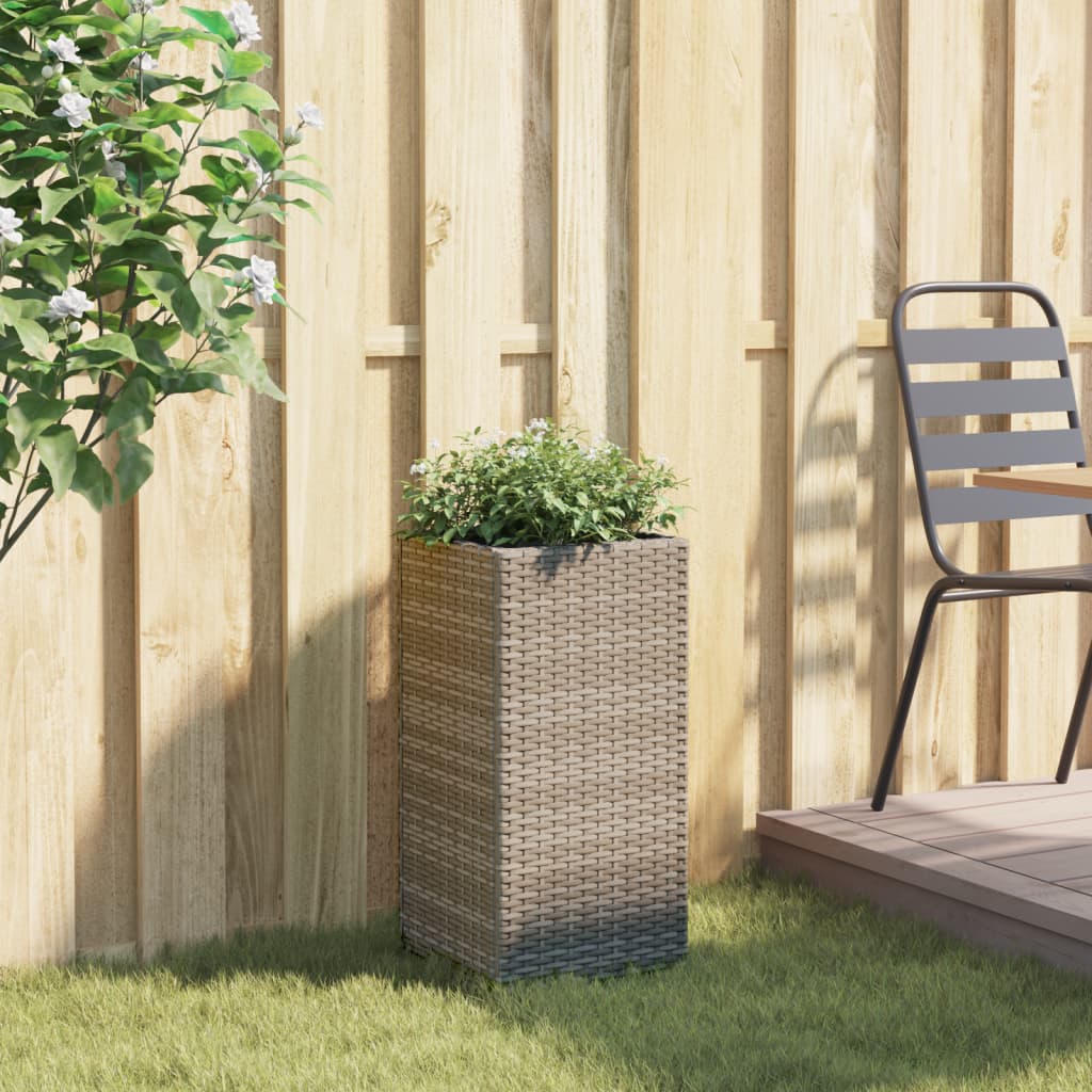 Vidaxl plantenbak 30x30x60 cm poly rotan grijs