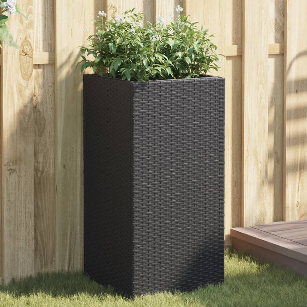 Vidaxl plantenbak 40x40x80 cm poly rotan zwart